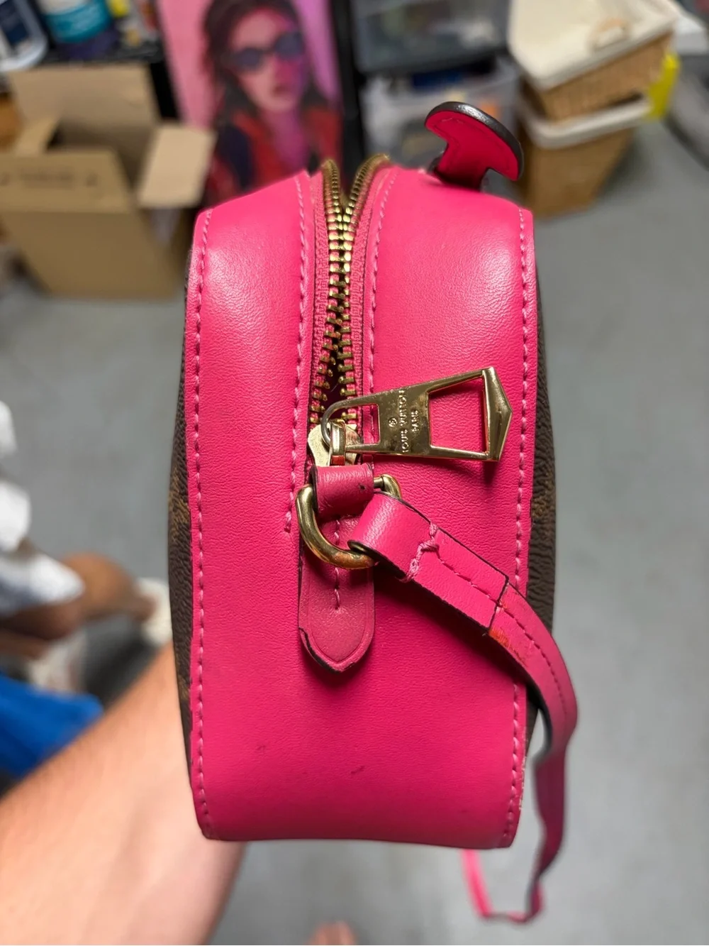Louis Vuitton Saintonge Monogram Canvas Crossbody Shoulder Bag Pink Tassels
